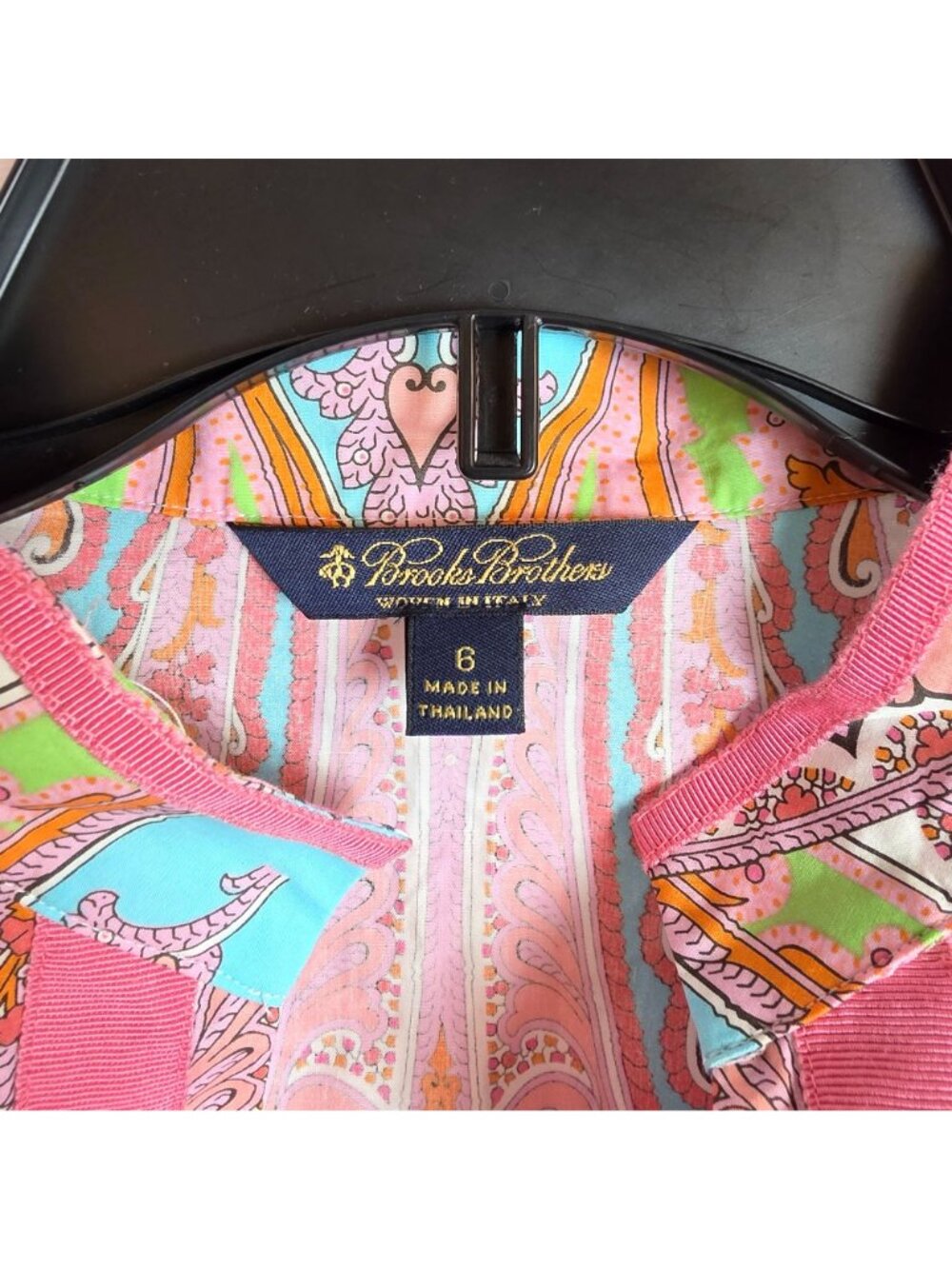 Brooks Brothers Paisley Tunic Top Women 6 Multicolor Italian Woven Resort Cotton - Picture 2 of 5